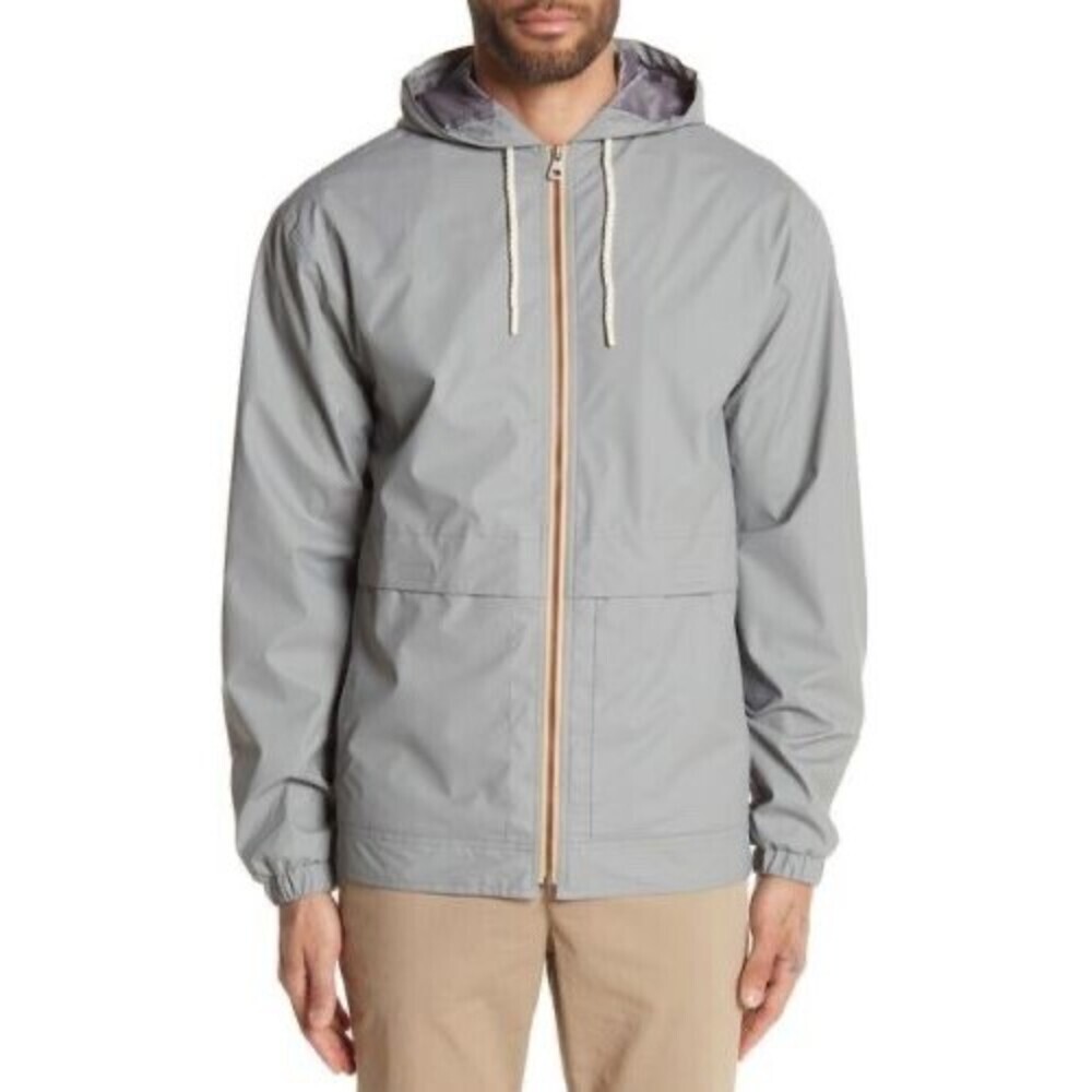 Weatherproof Hooded Full Zip Rain Slicker Sport Jacket Raincoat In Grey XL $129